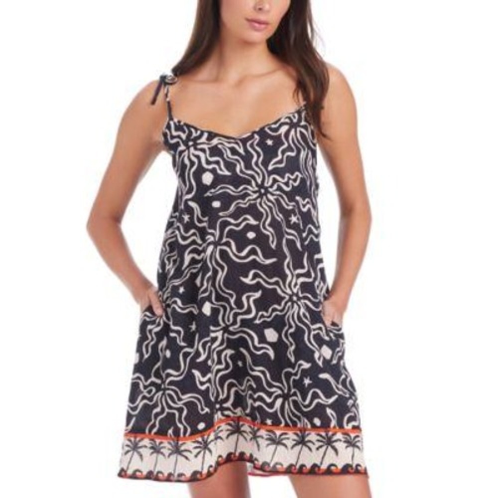 Sanctuary Mini Dress Women Medium Black Palm Tree Tropical Resort Beach Pool NWT